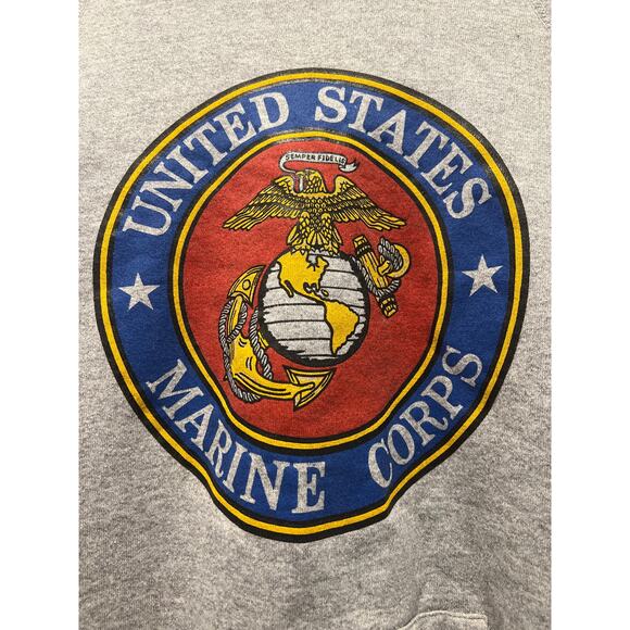 Soffe Sweats Men’s‎ United States Marine Corps Hooded Sweatshirt Size L Gray - Picture 2 of 4